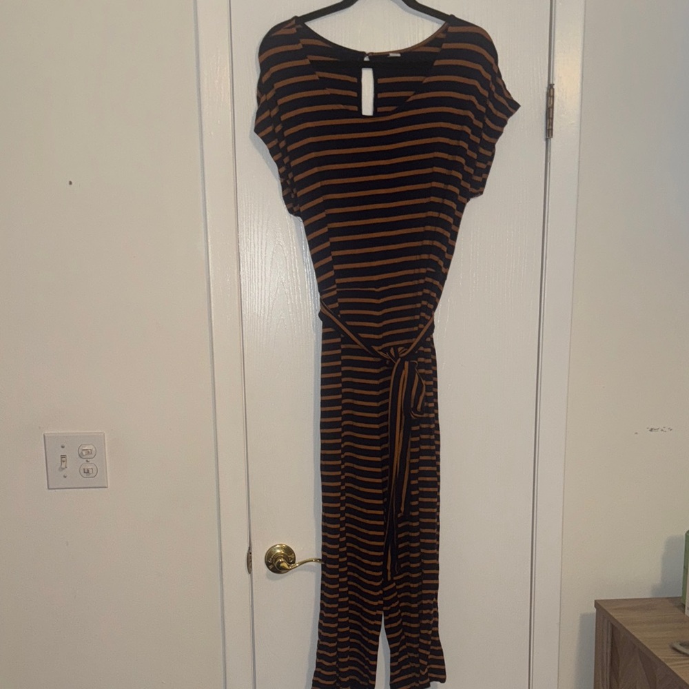 Striped Navy and Orange Jumpsuit